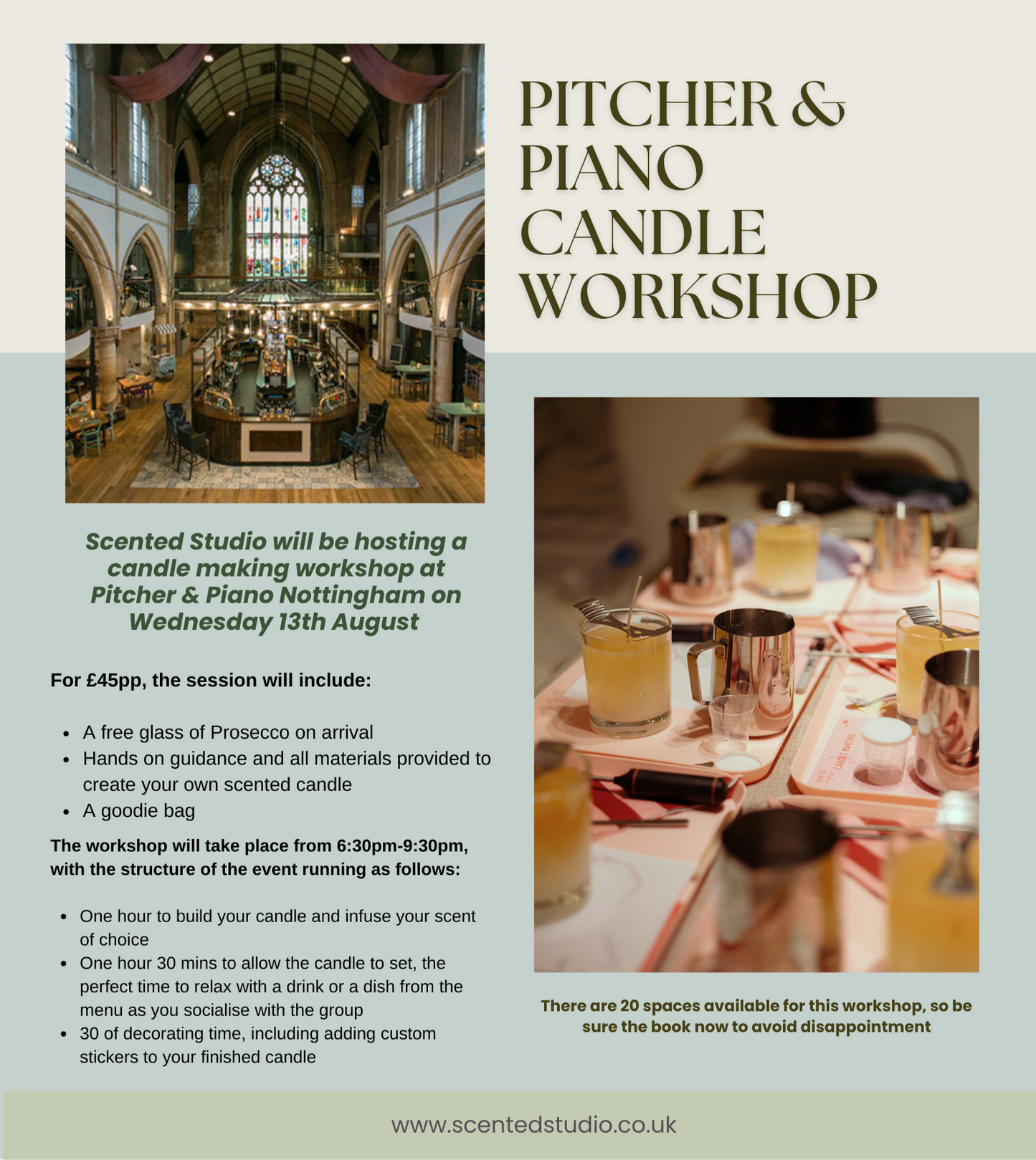 Pitcher & Piano Candle Workshop